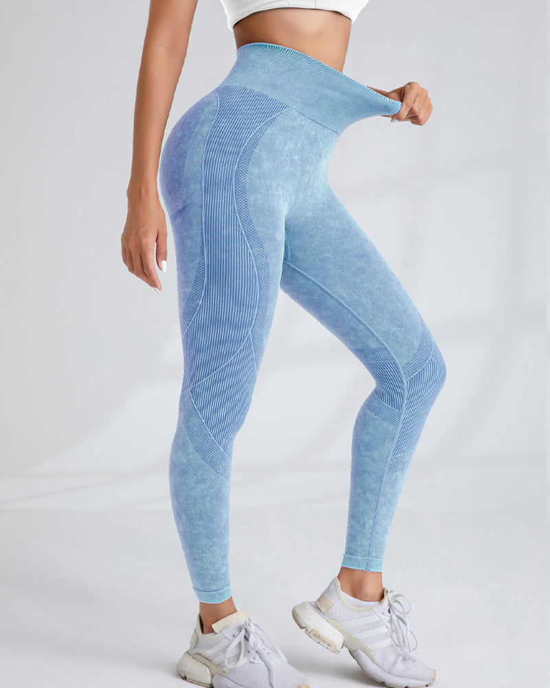 Leggings de yoga de talle alto, sin costuras, de secado rápido y que realzan las caderas.