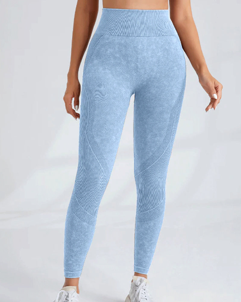 Leggings de yoga de talle alto, sin costuras, de secado rápido y que realzan las caderas.
