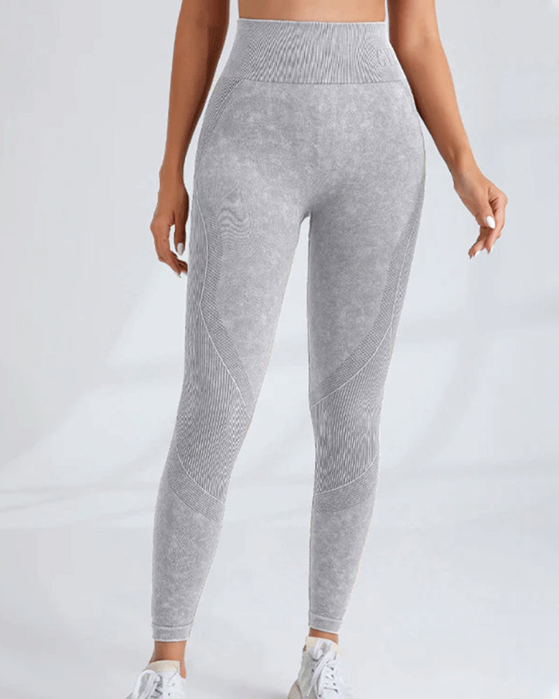 Leggings de yoga de talle alto, sin costuras, de secado rápido y que realzan las caderas.