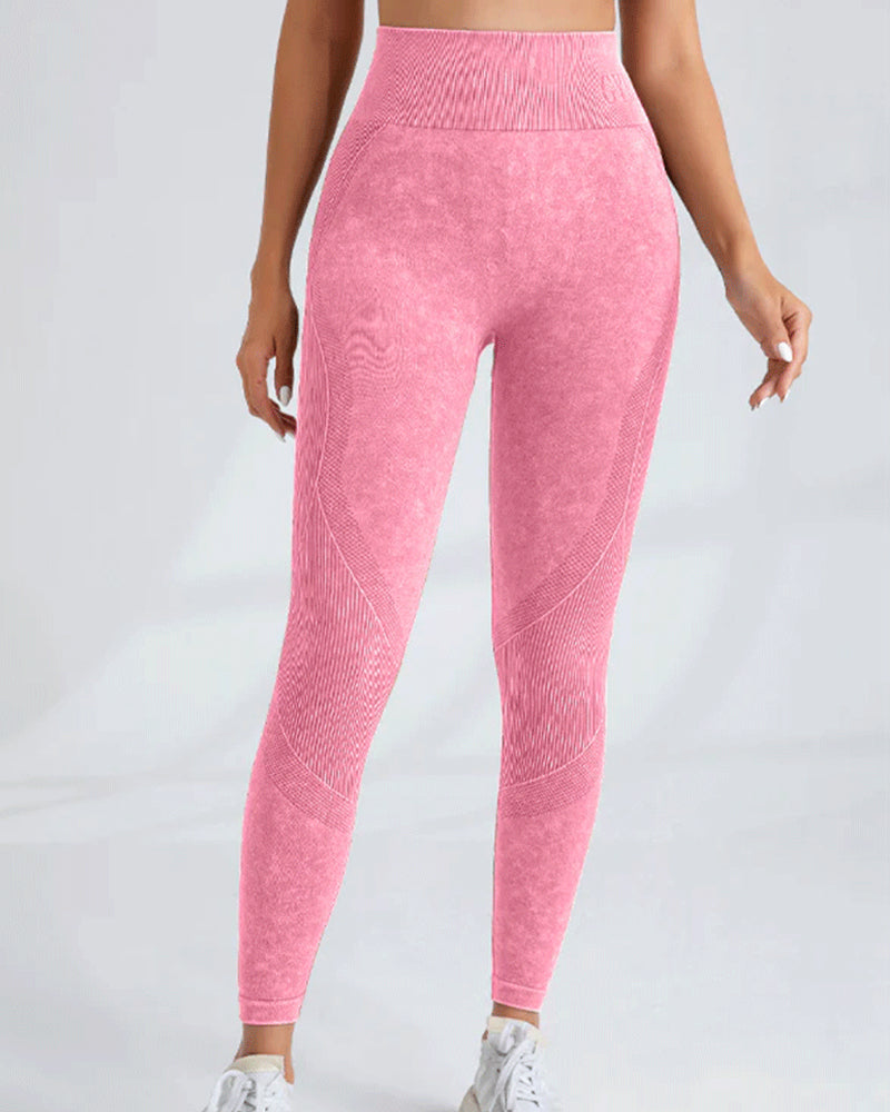 Leggings de yoga de talle alto, sin costuras, de secado rápido y que realzan las caderas.